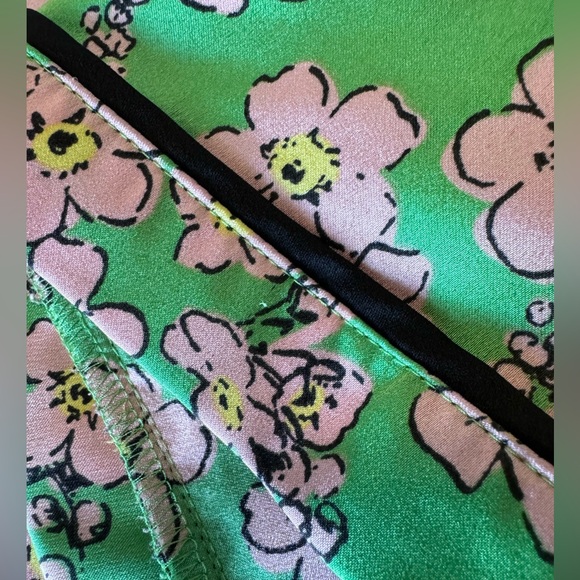 Kate Spade Charm Floral Button Down Pajama Top Short Sleeve Green & Pink Sz Med - Picture 11 of 16